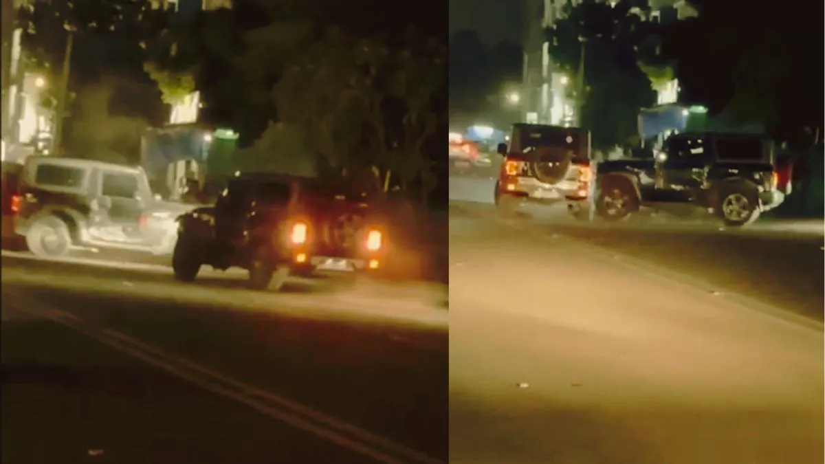 लड़की को लेकर भिड़ गए दो युवक, फिल्मी स्टाइल में एक-दूसरे की थार में मारी टक्कर; VIDEO वायरल