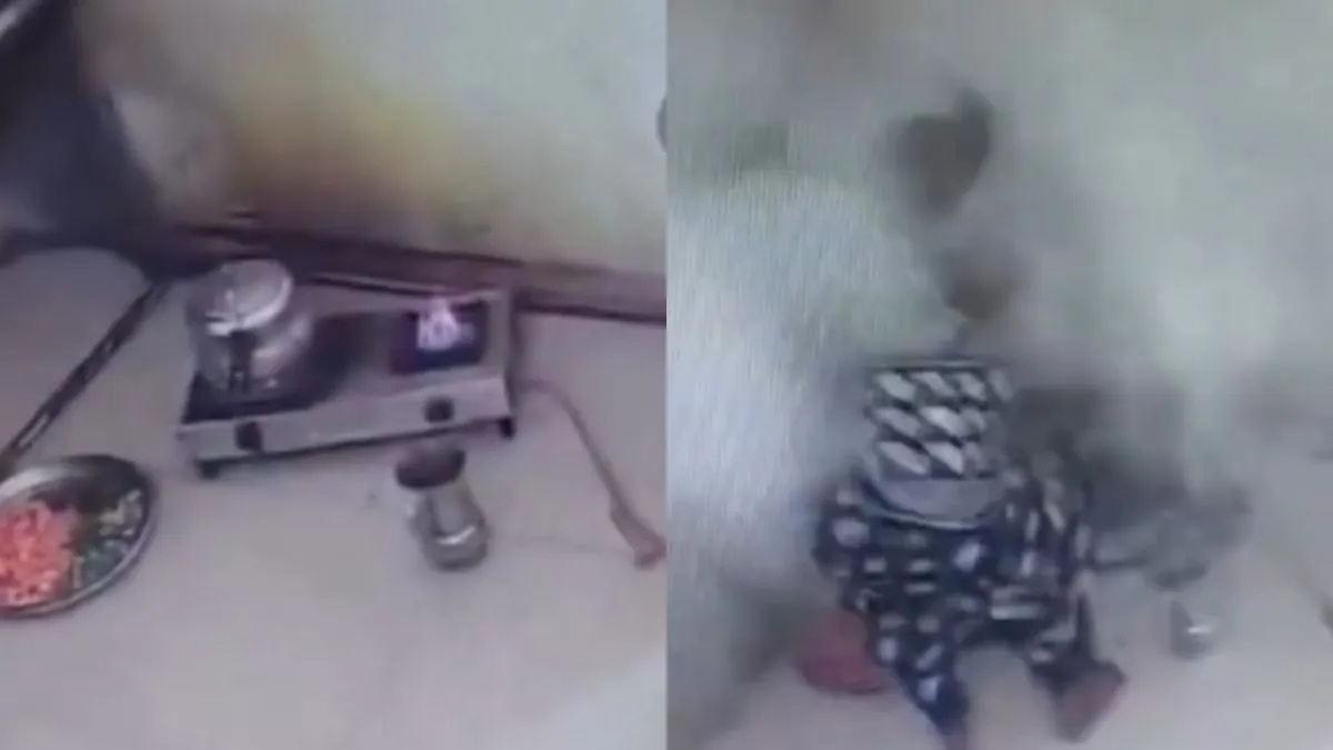 खाना बनाते समय अचानक फट गया प्रेशर कुकर, Video हो रहा है काफी वायरल